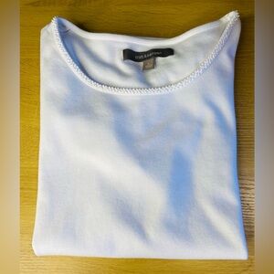 croft & barrow White Scoop Neck Tee Top With Beaded Embellishment